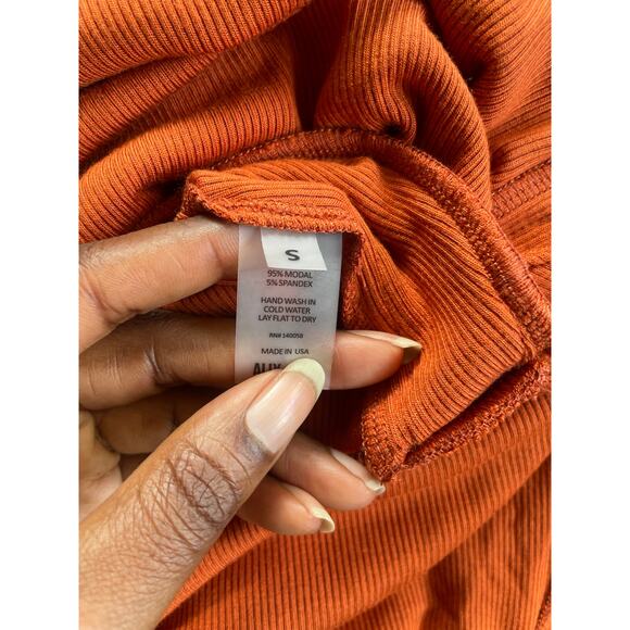 Alix NYC Burnt Orange Ribbed Pratt Long Sleeve Body Con Mini Dress • Size S - Picture 7 of 7